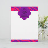 Hot Roze Paarse Zebra Print briefhoofd briefpapier (Staand voorkant)