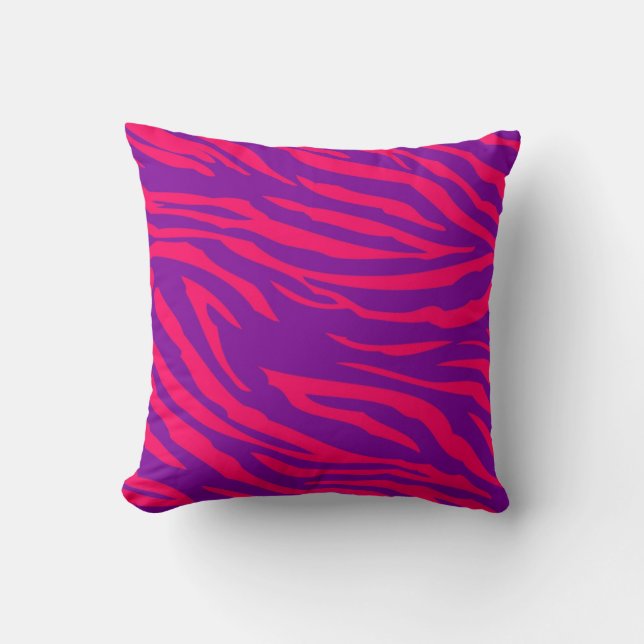Hot-roze Paarse Zebra Print Couch Sierkussen (Voorkant)