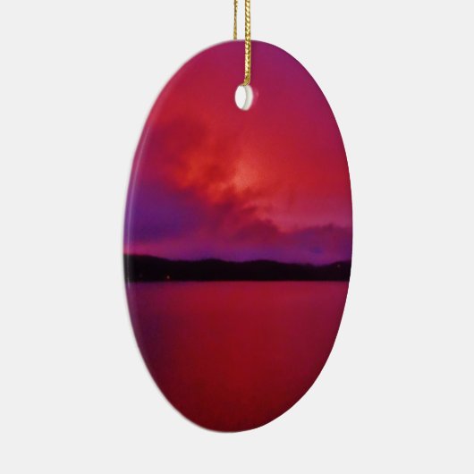Hot-roze Paarse zonsondergang op het Arrodemeer Keramisch Ornament (Rechts)