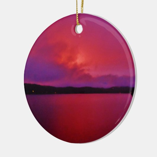 Hot-roze Paarse zonsondergang op het Arrodemeer Keramisch Ornament (Links)