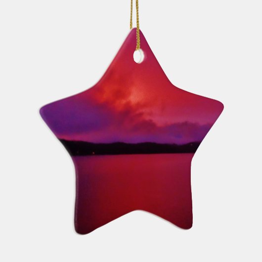 Hot-roze Paarse zonsondergang op het Arrodemeer Keramisch Ornament (Rechts)