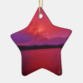 Hot-roze Paarse zonsondergang op het Arrodemeer Keramisch Ornament (Links)