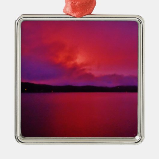 Hot-roze Paarse zonsondergang op het Arrodemeer Metalen Ornament (Voorkant)