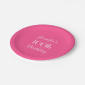 Hot-roze papieren Borden, 100e verjaardag Papieren Bordje (Gekanteld)