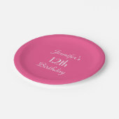 Hot-roze papieren Borden, 12e verjaardag Papieren Bordje (Gekanteld)