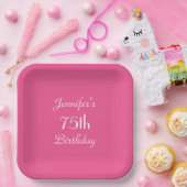Hot-roze papieren Borden, 75e verjaardag Papieren Bordje (Feest)