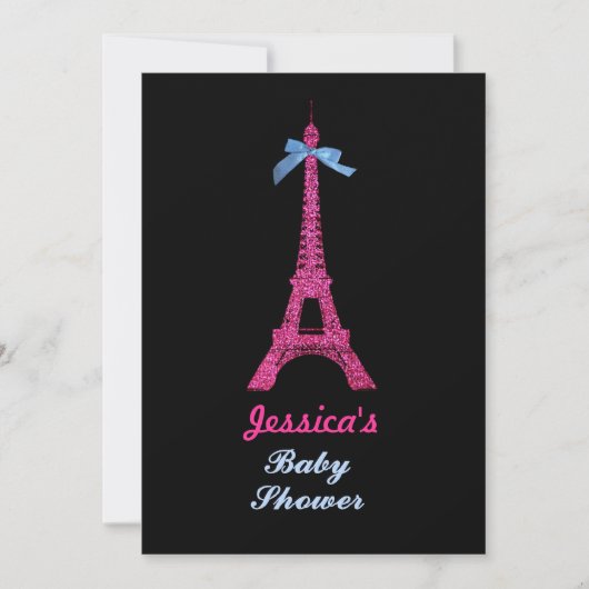 Hot-roze Paris Eiffel Tower Baby shower Kaart (Voorkant)