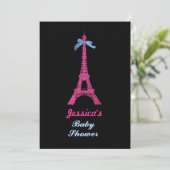 Hot-roze Paris Eiffel Tower Baby shower Kaart (Staand voorkant)
