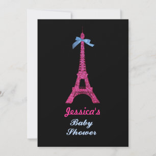 Hot-roze Paris Eiffel Tower Baby shower Kaart