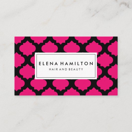 Hot-roze patroon visitekaartje (Voorkant)