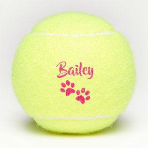 Hot-roze PawPrint Aangepast Pet of Speelgoed Naam  Tennisballen