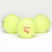 Hot-roze PawPrint Aangepast Pet of Speelgoed Naam Tennisballen (Multi)