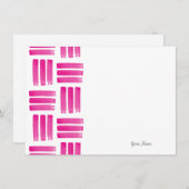 Hot-roze penseelpatroon notitiekaartje (Voorkant / Achterkant)