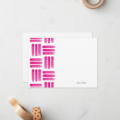 Hot-roze penseelpatroon notitiekaartje (Voorkant / Achterkant in situ)