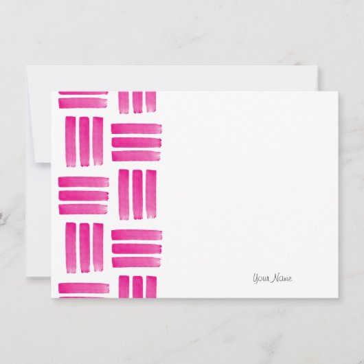 Hot-roze penseelpatroon notitiekaartje (Voorkant)