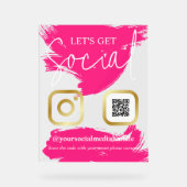 Hot roze penseelstreken Faux Gold Laten we sociaal Acryl Bord (Voorkant)