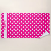 Hot-Roze pooldot Aangepaste keukenhanddoek Strandlaken (Voorkant)