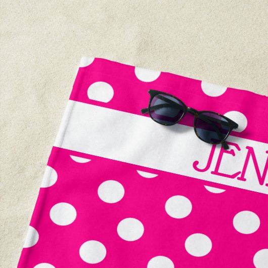 Hot-Roze pooldot Aangepaste keukenhanddoek Strandlaken (In situ)