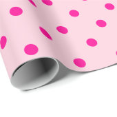 Hot-roze pooldot op lichtroze grote ruimte cadeaupapier (Rol Hoek)