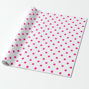 Hot-roze pooldot op witte grote ruimte cadeaupapier