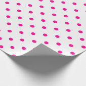 Hot-roze pooldot op witte grote ruimte cadeaupapier (Hoek)