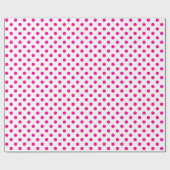 Hot-roze pooldot op witte middenruimte cadeaupapier (Vlak)