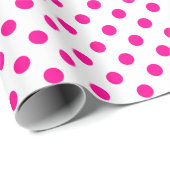 Hot-roze pooldot op witte middenruimte cadeaupapier (Rol Hoek)
