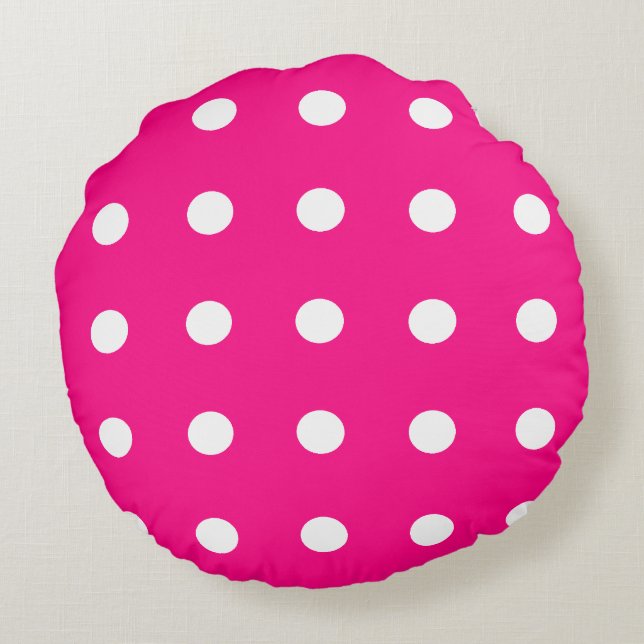 Hot-roze pooldot patroon rond kussen (Achterkant)