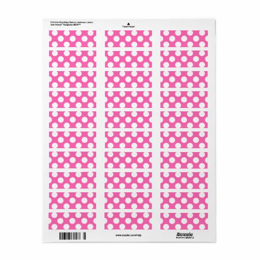 Hot-roze pooldots etiket (Full Sheet)