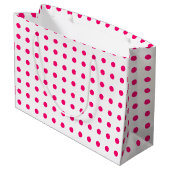 Hot-roze pooldots large cadeautasje (Achterkant Gekanteld)