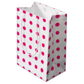 Hot-roze pooldots medium cadeauzakje (Achterkant Gekanteld)