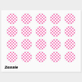 Hot-roze pooldots ronde sticker (Vel)
