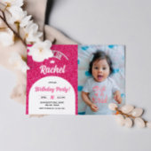 Hot roze pop foto uitnodigen, Mode poppenfeest Kaart