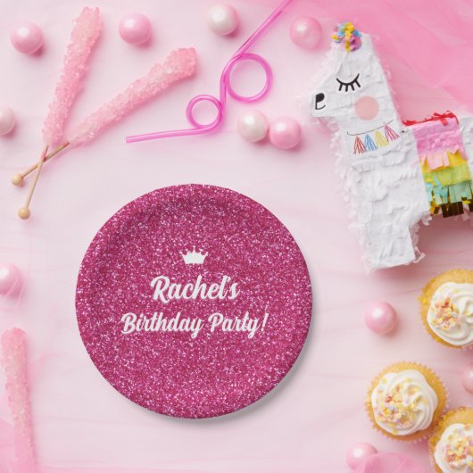 Hot roze pop uitnodigen, Mode poppenfeest Papieren Bordje (Feest)