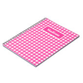 Hot roze preppy gingham patroon notitieboek (Linkerzijde)