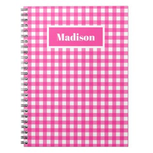 Hot roze preppy gingham patroon notitieboek