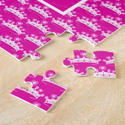 Hot-roze prinses Crown Aangepaste kleur Legpuzzel (Zijkant)