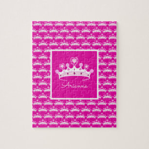 Hot-roze prinses Crown Aangepaste kleur Legpuzzel