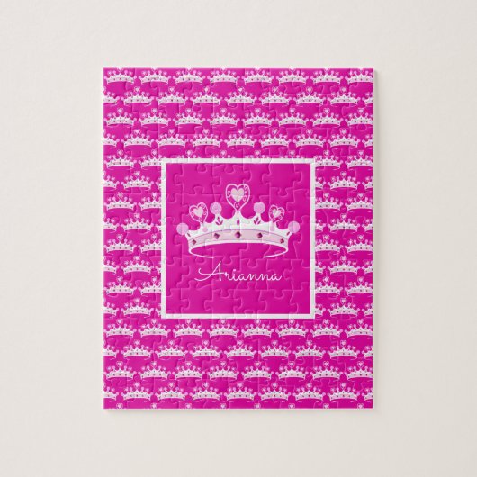 Hot-roze prinses Crown Aangepaste kleur Legpuzzel (Verticaal)