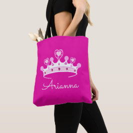 Hot-roze prinses Crown Custom Aangepast Tote Bag