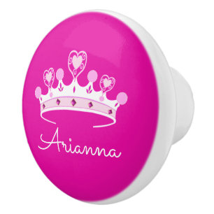 Hot-roze prinses Crown Custom Keramische Knop