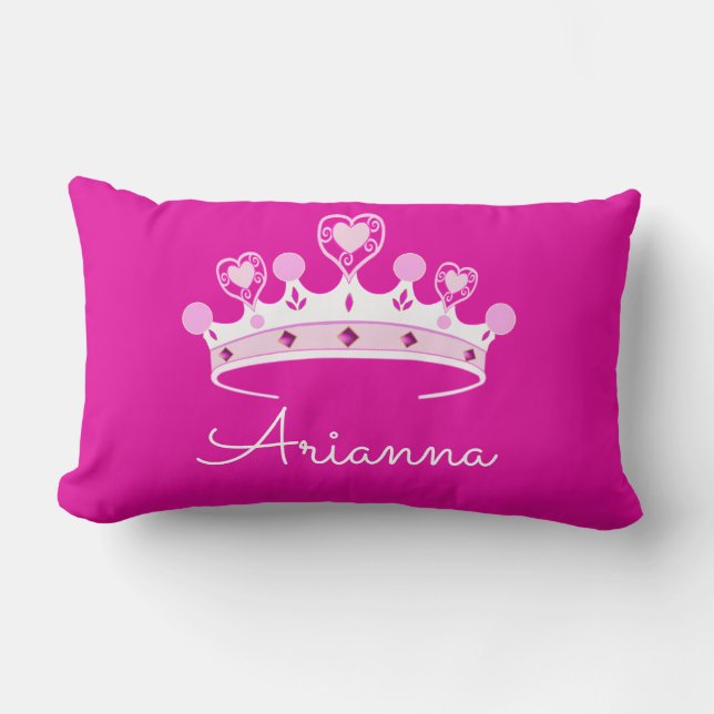 Hot-roze prinses Crown Custom Kussen (Voorkant)