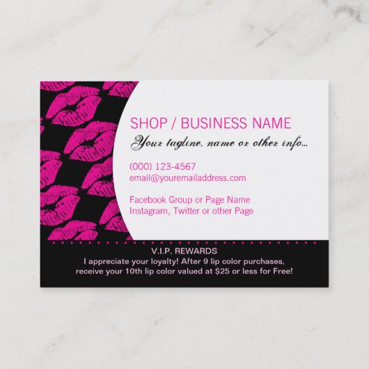 Hot-roze Prints - Lipstick Loyalty's Klantenkaartje (Achterkant)