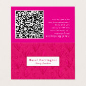 Hot Roze QR Code Gevouwen Visitekaartje Bloemen (Buitenkant ongevouwen)