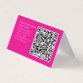 Hot Roze QR Code Gevouwen Visitekaartje Bloemen (Achterkant)