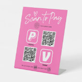 Hot-roze QR-code scannen om modern script te betal Reclamebord Met Voetstuk (Voorkant)
