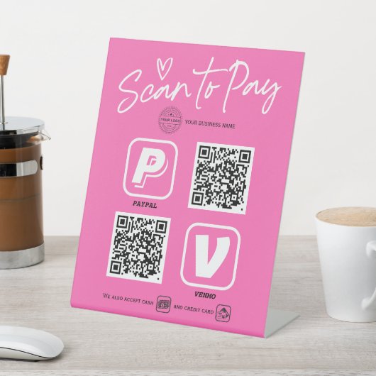 Hot-roze QR-code scannen om modern script te betal Reclamebord Met Voetstuk (Insitu)