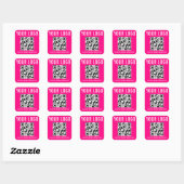 Hot Roze QR Code Stickers Business Logo Square (Vel)