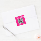 Hot Roze QR Code Stickers Business Logo Square (Envelop)
