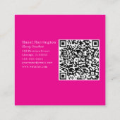 Hot Roze QR Code Vierkant Visitekaartje Bloemen (Achterkant)